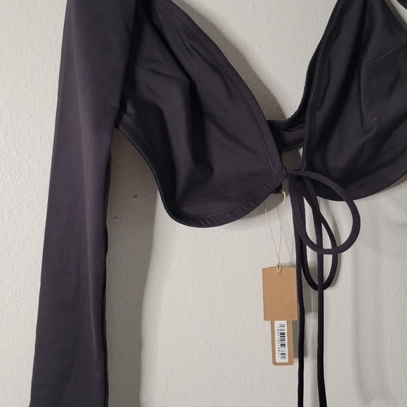 NWT Skims Signature Swim Long Sleeve Bikini Top in Onyx Women’s Sz M - Picture 4 of 11